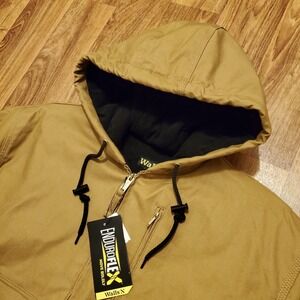 Walls Jacket Men Large Brown Quilted Lined Bomber Coat Enduroflex Duck Canvas